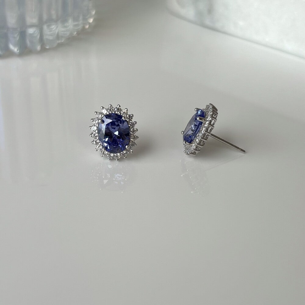 Brinco Livia oval zircônia tanzanita prata 925 - foto 3
