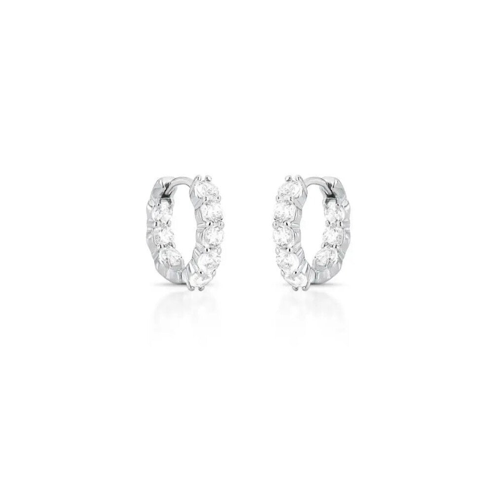 Brinco argola Nina zircônias brancas ródio branco