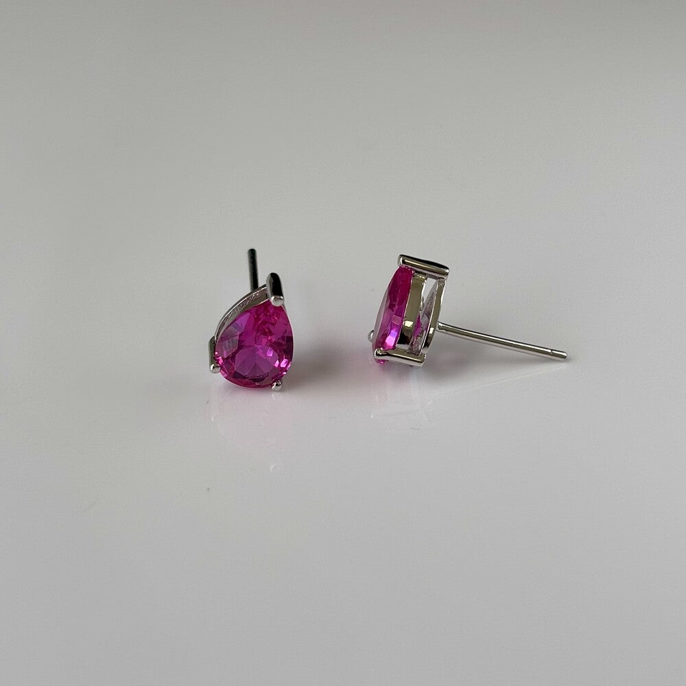 Brinco gotinha zircônia turmalina pink ródio branco - foto 3