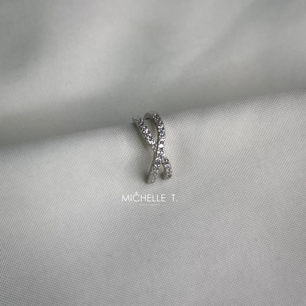 Piercing fake formato x cravejado prata 925 - foto 3