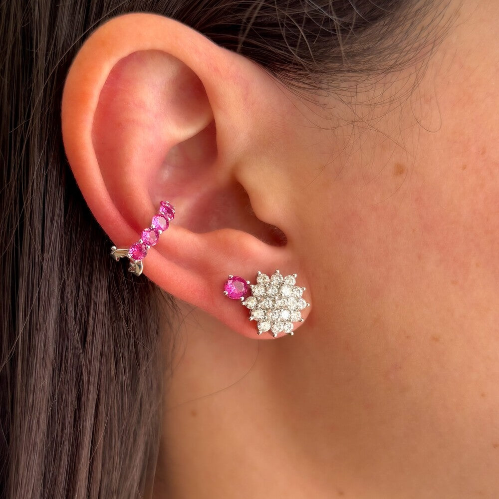 Piercing fake Sky zircônias turmalina pink prata 925 - foto 2