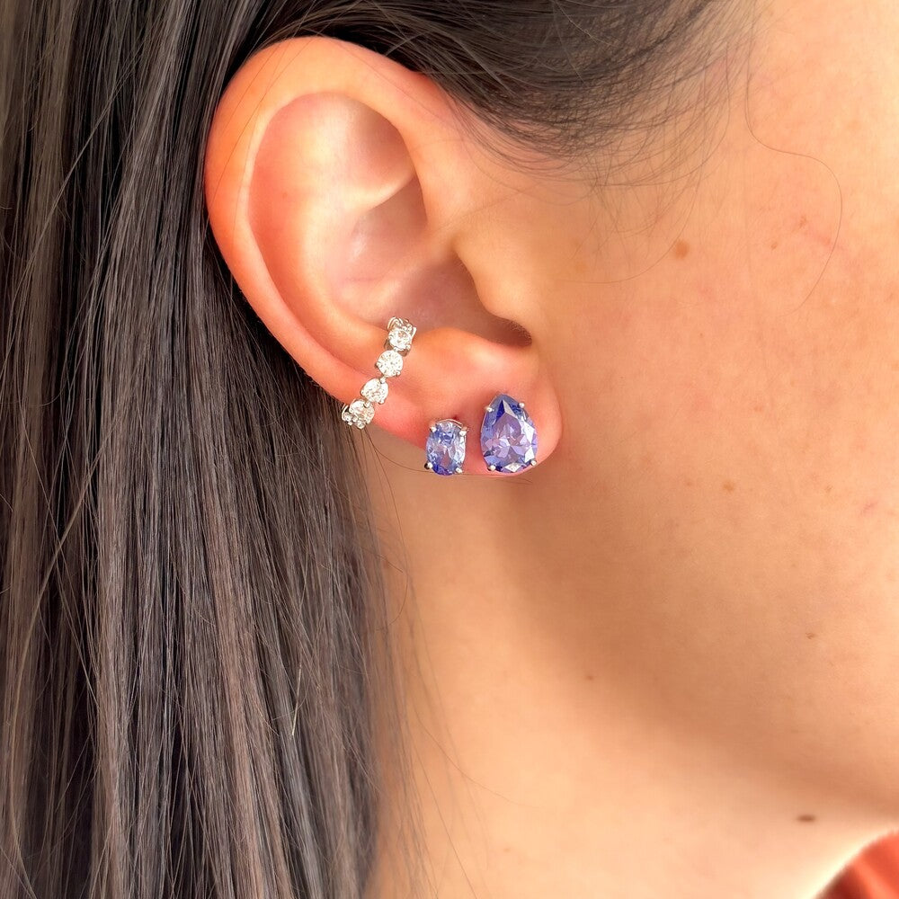 Conjunto gota Ivy zircônia tanzanita prata 925