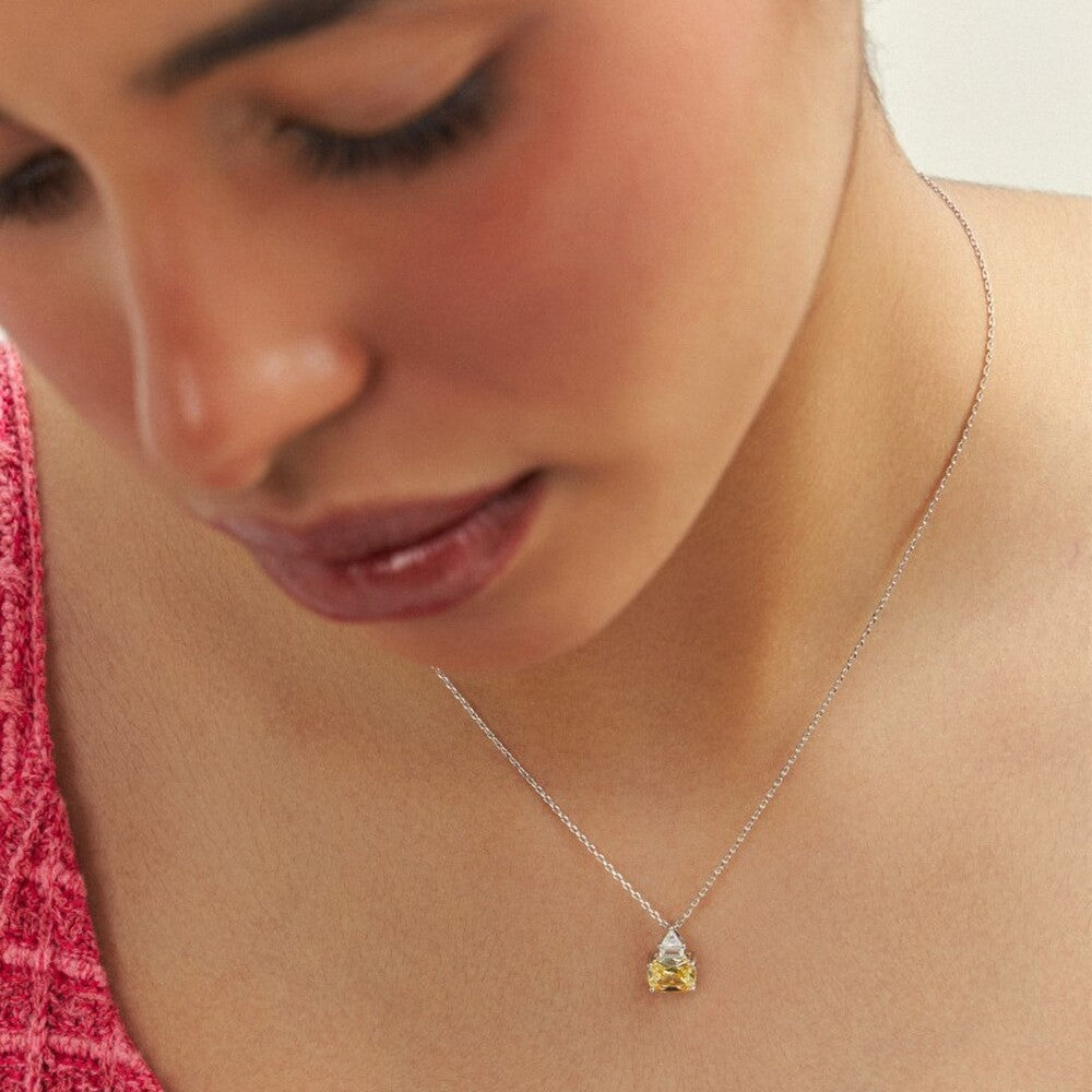 Conjunto Tróia zircônia fancy yellow ródio branco
