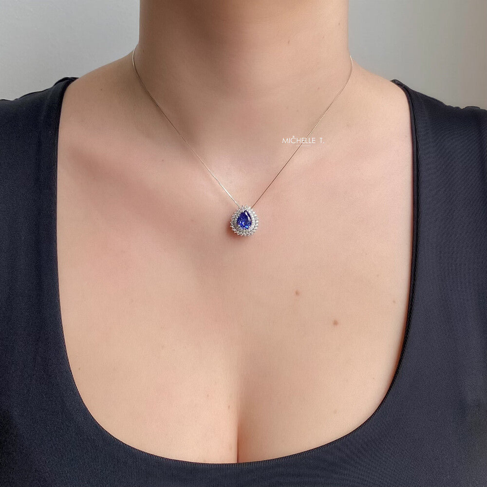 Colar gota Holly zircônia tanzanita prata 925