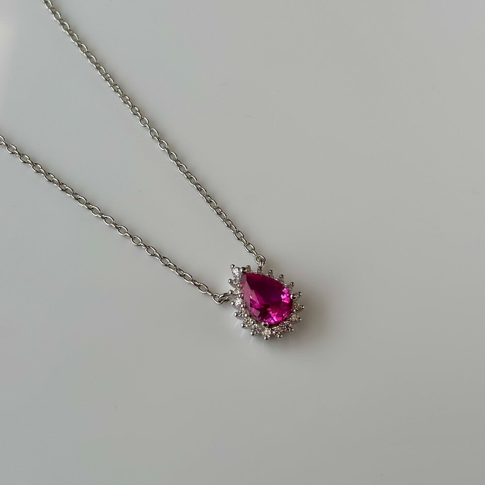 Colar Zoey gota zircônia turmalina pink prata 925 - foto 3