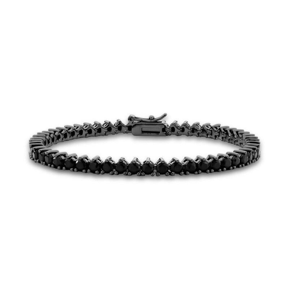 Pulseira riviera zircônias negras ródio negro (3mm)