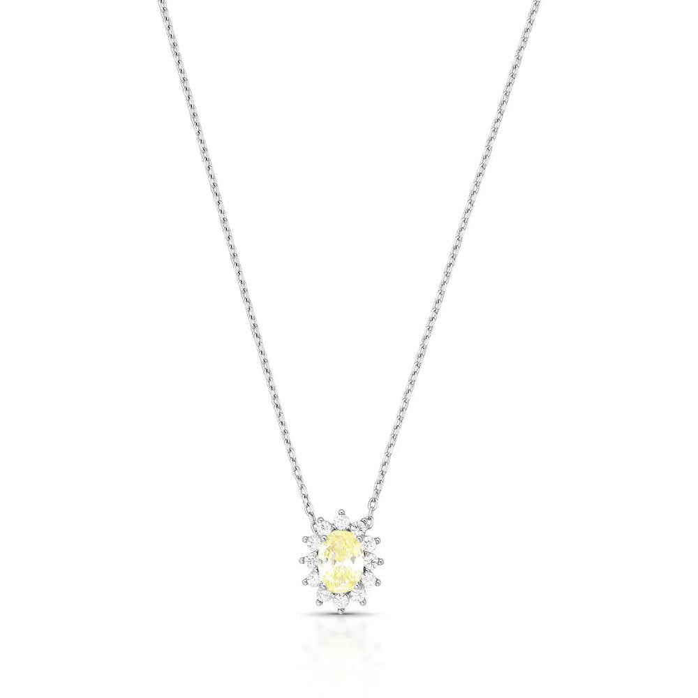 Colar Winnie oval zircônia fancy yellow ródio branco
