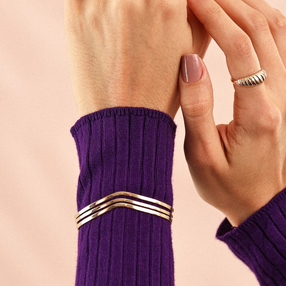Pulseira bracelete Loren lisa e vazada ouro - foto 4