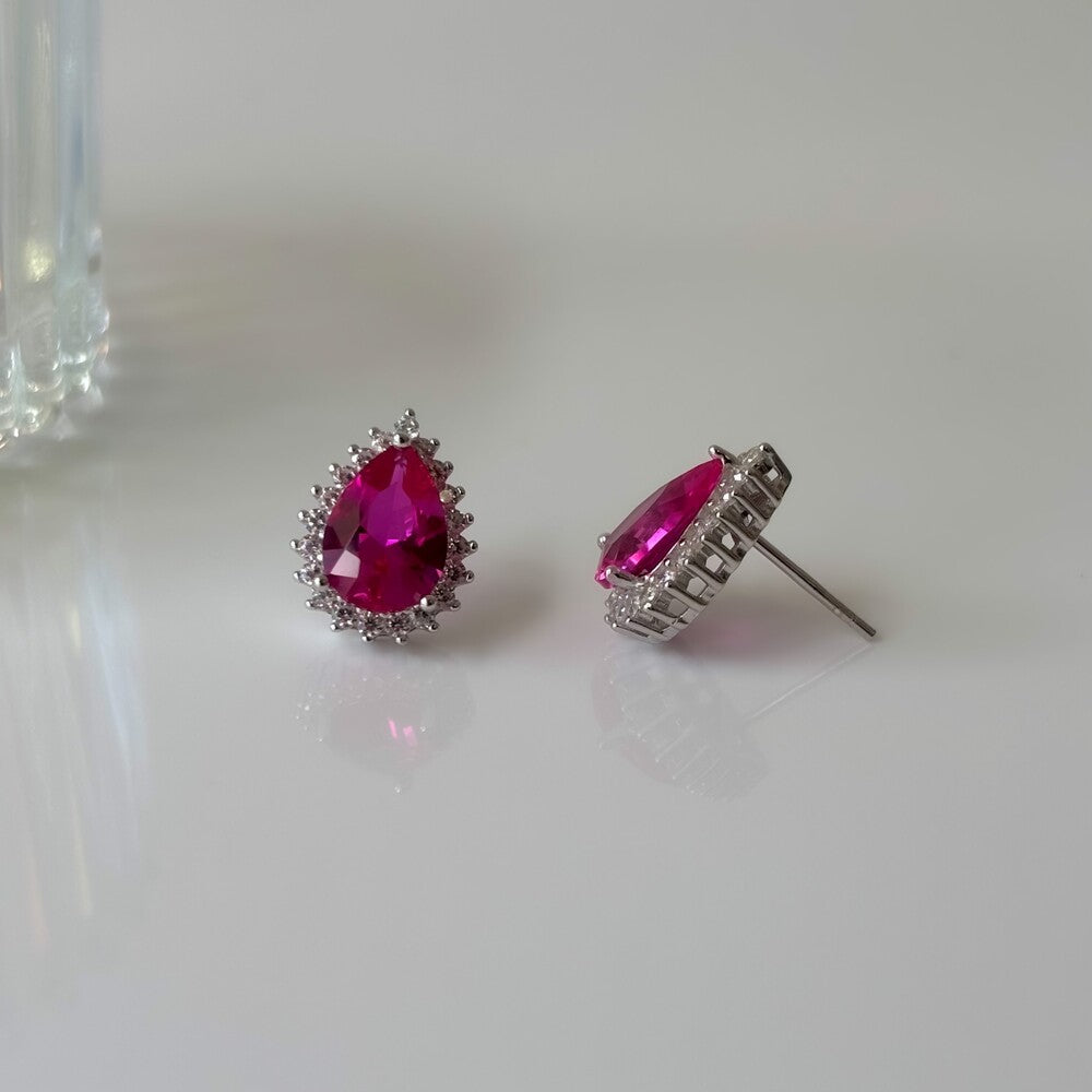 Brinco Lola gota zircônia turmalina pink prata 925 - foto 3