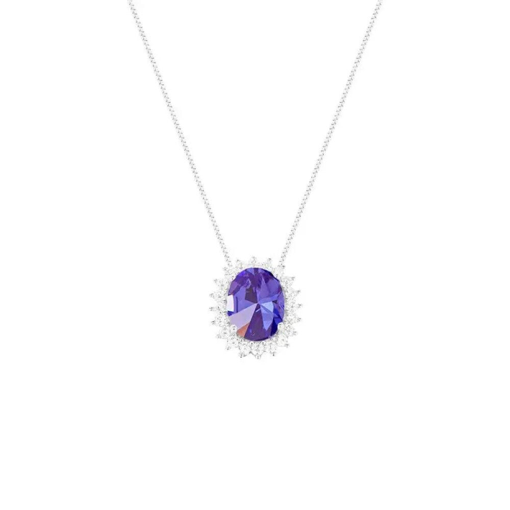 Colar mini Intense oval zircônia tanzanita prata 925