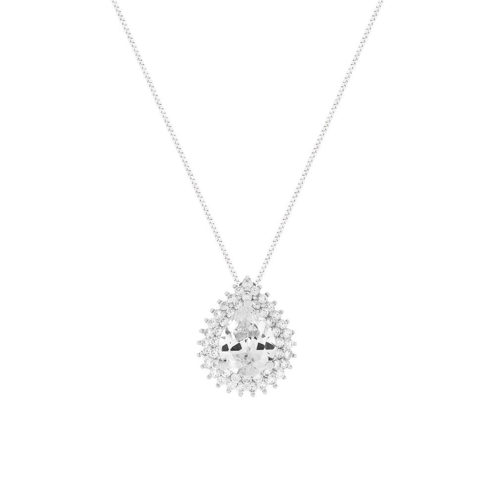 Colar gota Lauren zircônia branca ródio branco