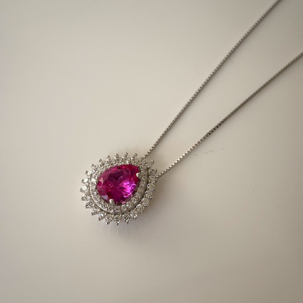 Colar gota Holly zircônia turmalina pink prata 925 - foto 3