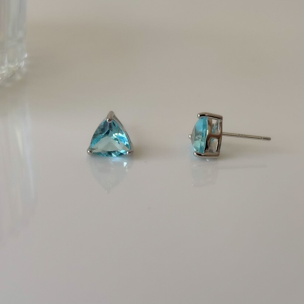 Brinco trillion zircônia água marinha prata 925 (8mm) - foto 3
