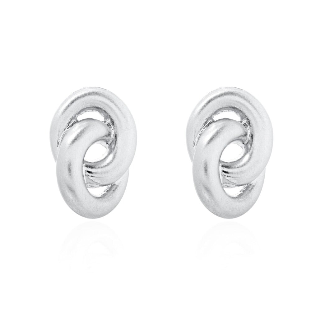 Brinco Susie aros lisos acetinados ródio branco