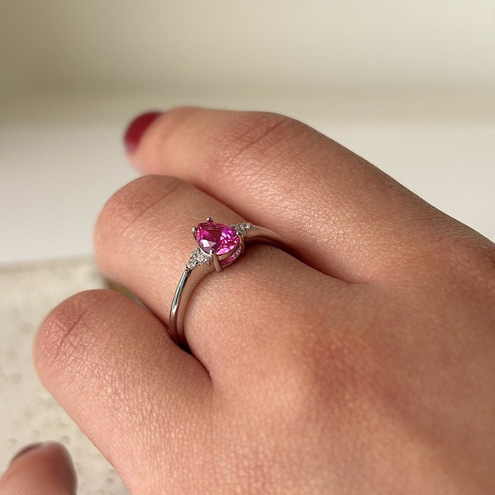Anel Liana gota zircônia turmalina pink prata 925 - foto 3