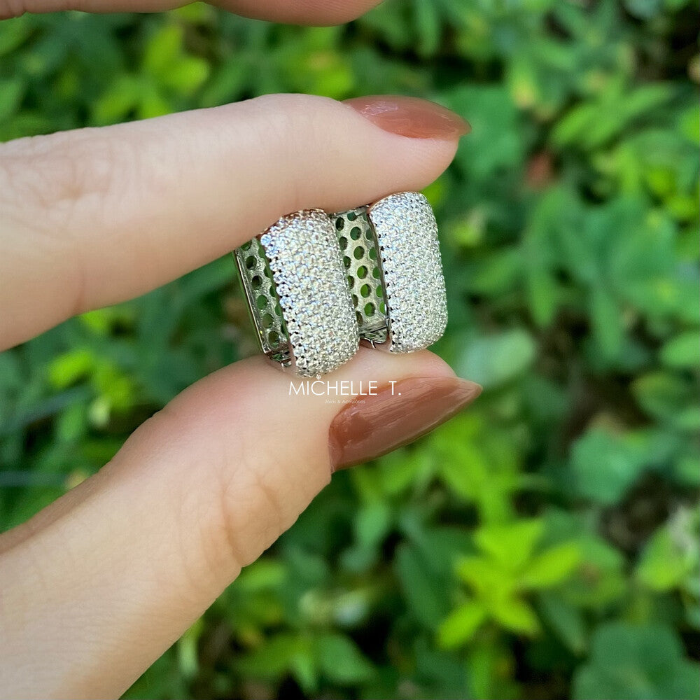 Brinco argola Elise cravejado ródio branco - foto 3