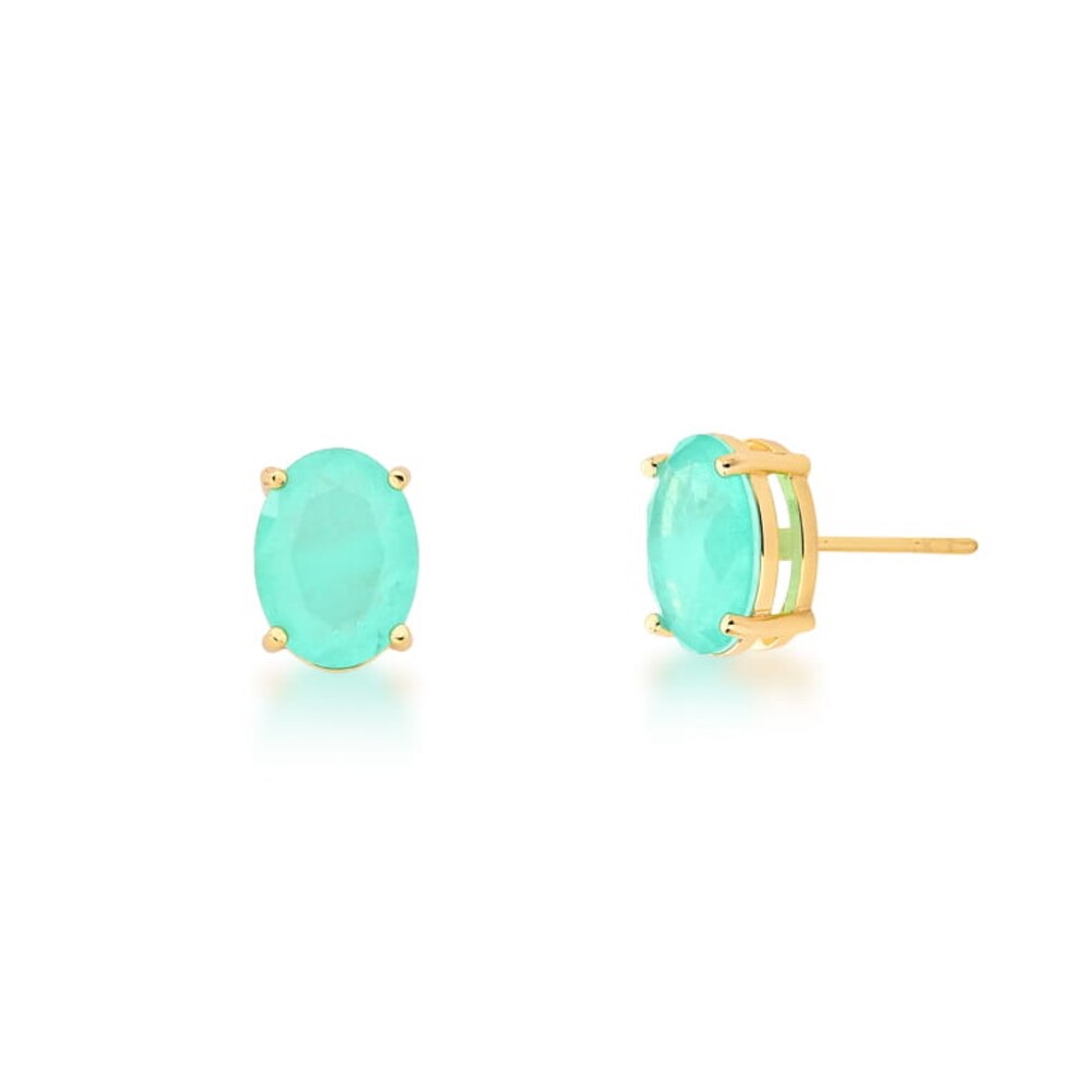 Brinco oval esmeralda colombiana ouro