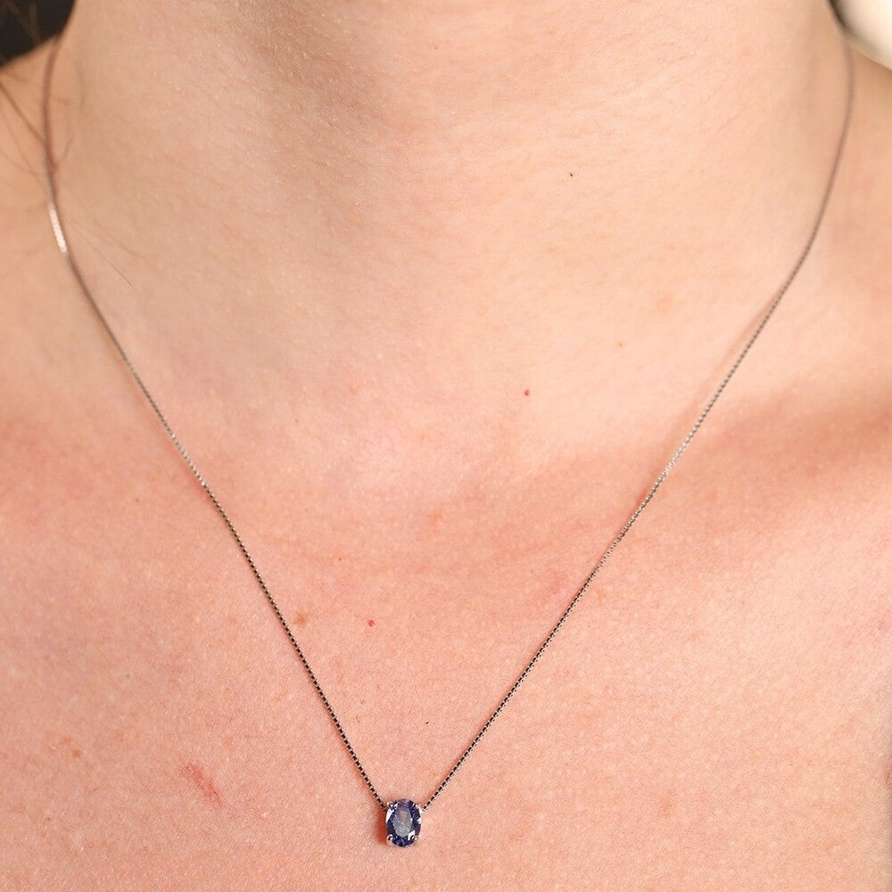 Colar Margot oval zircônia tanzanita prata 925