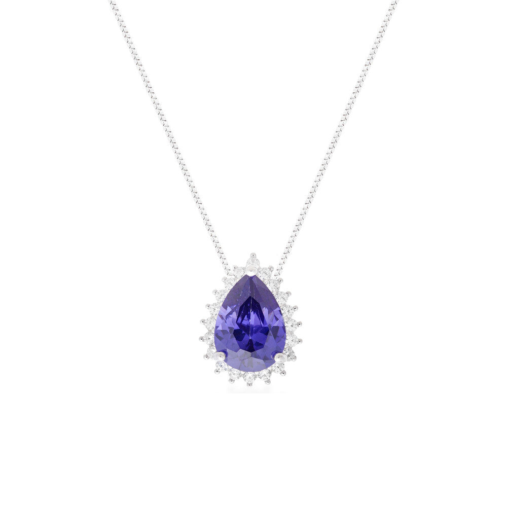 Colar Lola gota zircônia tanzanita prata 925