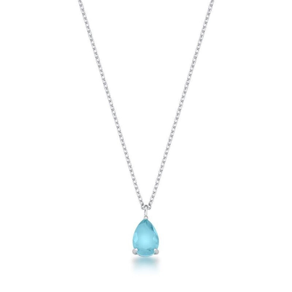 Colar gota Petit água marinha fusion ródio branco