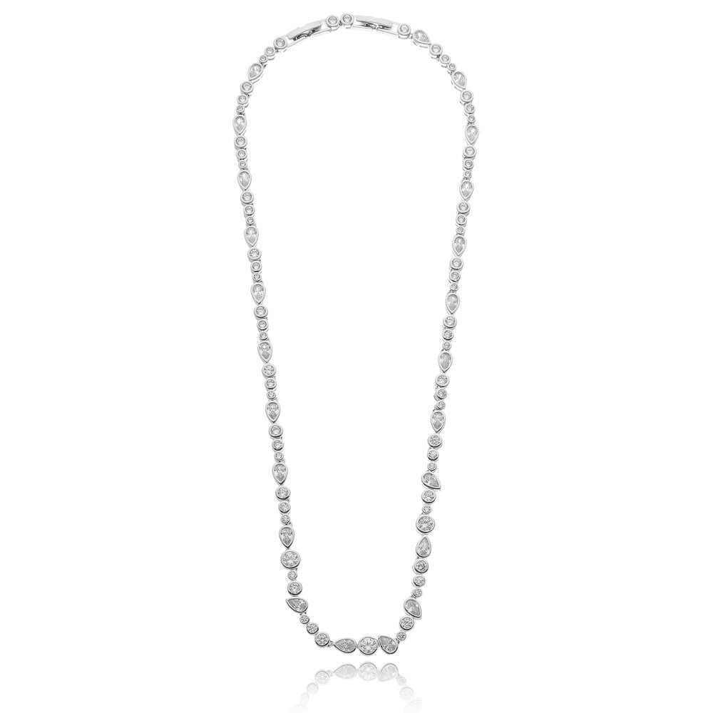 Colar riviera Mônaco zircônias brancas ródio branco