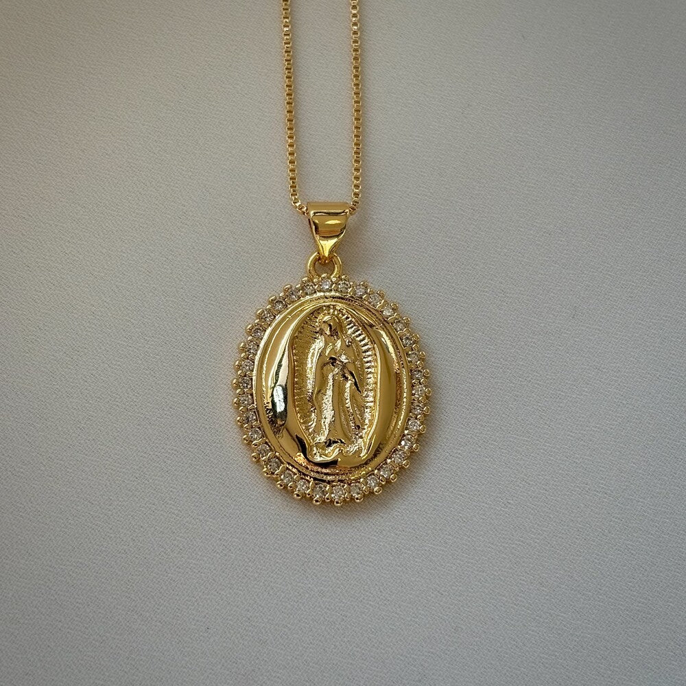 Colar pingente Nossa Senhora de Guadalupe cravejado ouro - foto 4