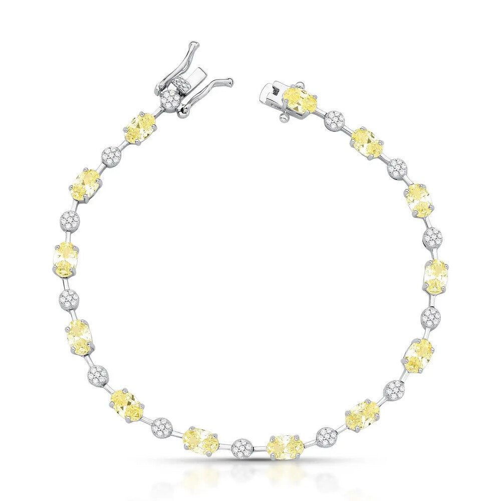 Pulseira riviera Anna zircônias fancy yellow ródio branco