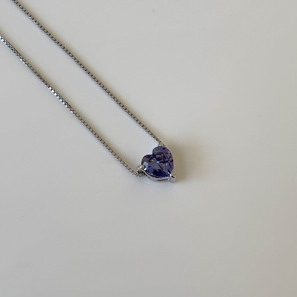 Colar mini coração zircônia tanzanita prata 925 - foto 3