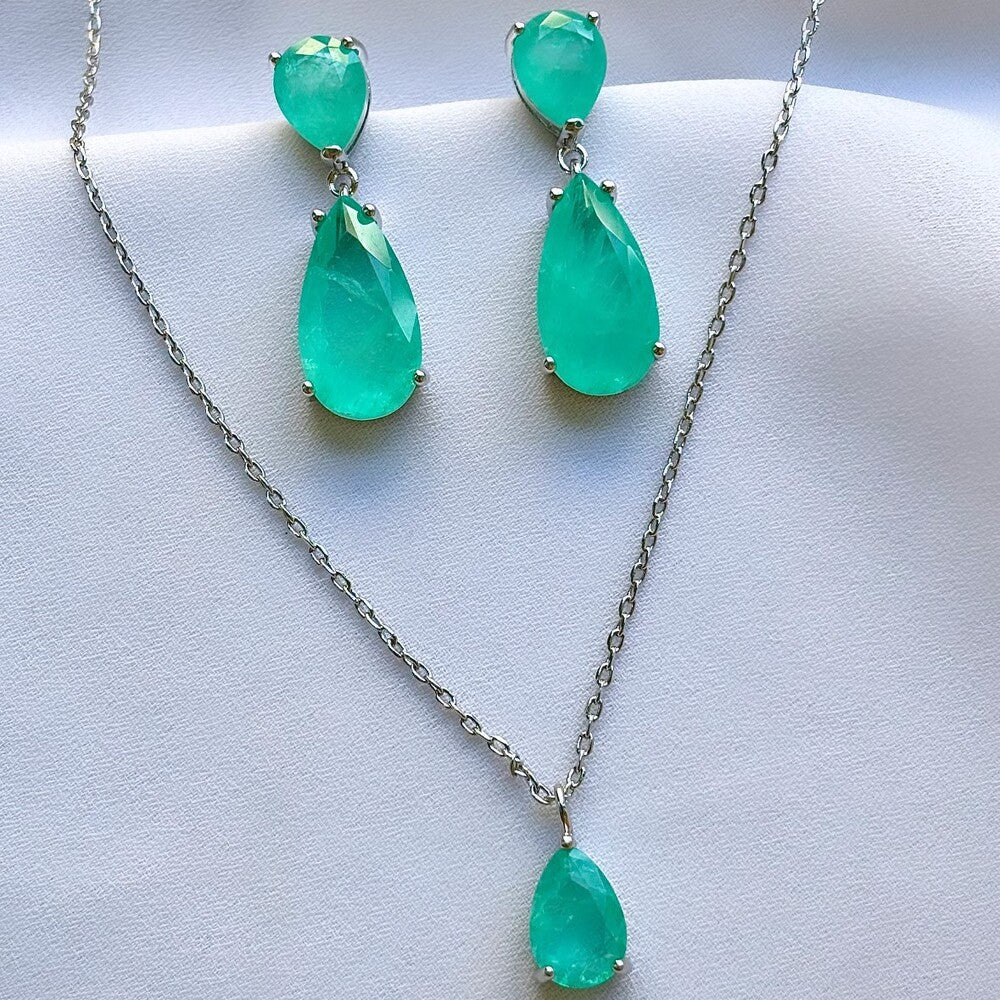 Colar gota Petit esmeralda colombiana fusion ródio branco - foto 4