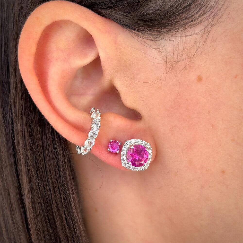 Brinco Lella zircônia turmalina pink prata 925 - foto 2