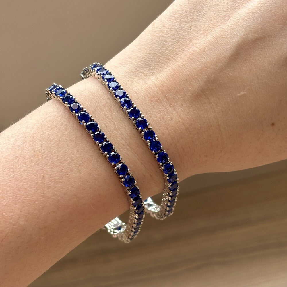 Pulseira classic riviera zircônias azul safira ródio branco (4mm) - foto 2