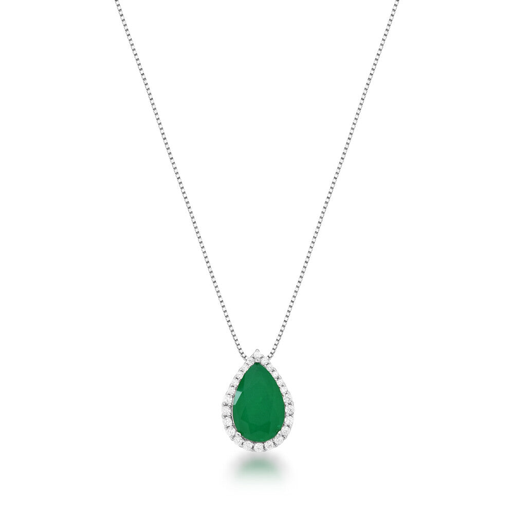 Colar gota Dubai esmeralda fusion ródio branco