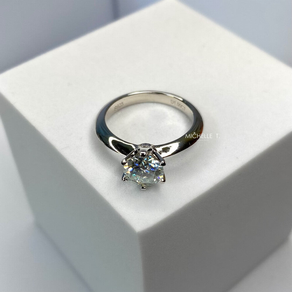 Anel solitário moissanite 1.0ct prata 925 (6.5mm) - foto 4