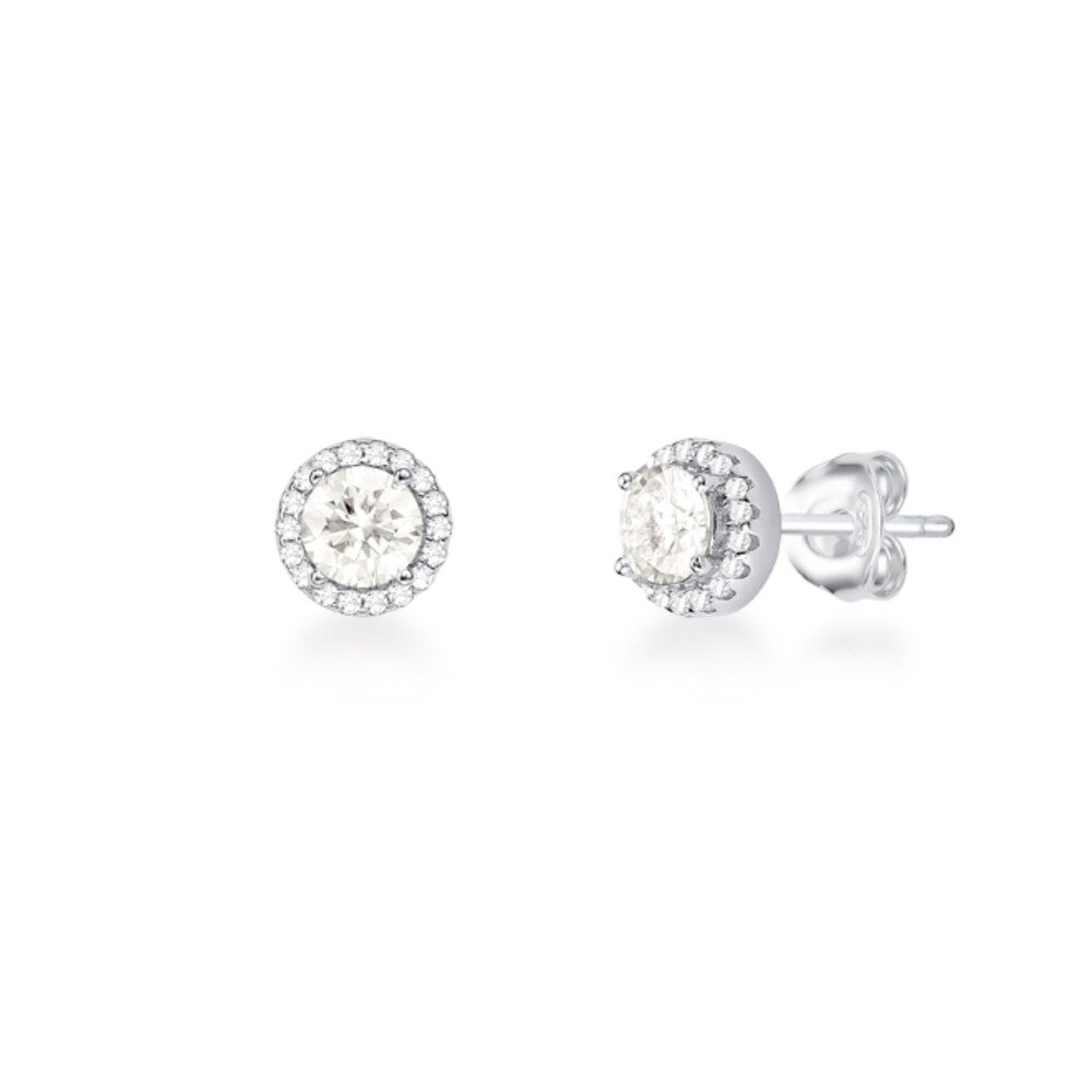 Brinco solitário cravejado ponto de luz Moissanite 0.5ct prata 925 (5mm)