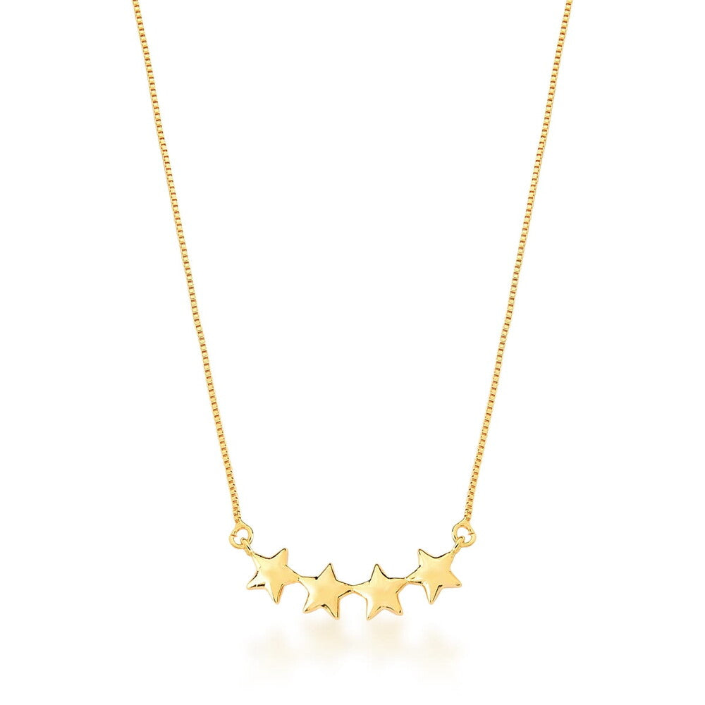 Colar quatro estrelas lisas ouro