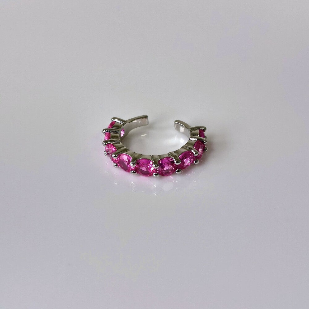 Piercing fake Sandy zircônias turmalina pink ródio branco - foto 3