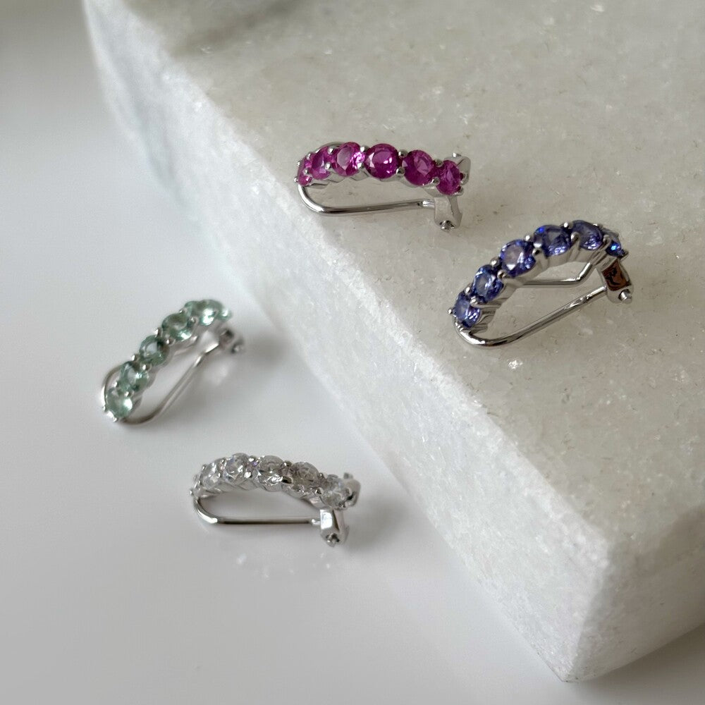 Piercing fake Sky zircônias água marinha prata 925