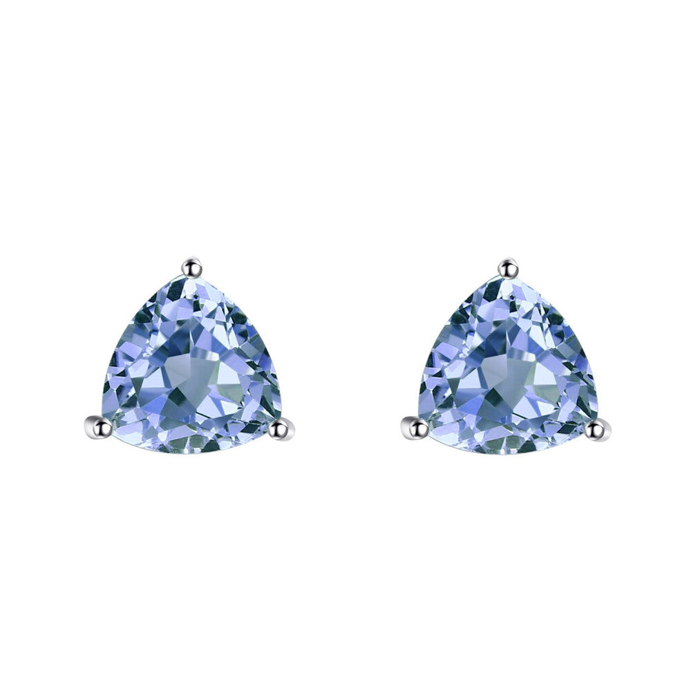 Brinco trillion zircônia tanzanita prata 925 (8mm)