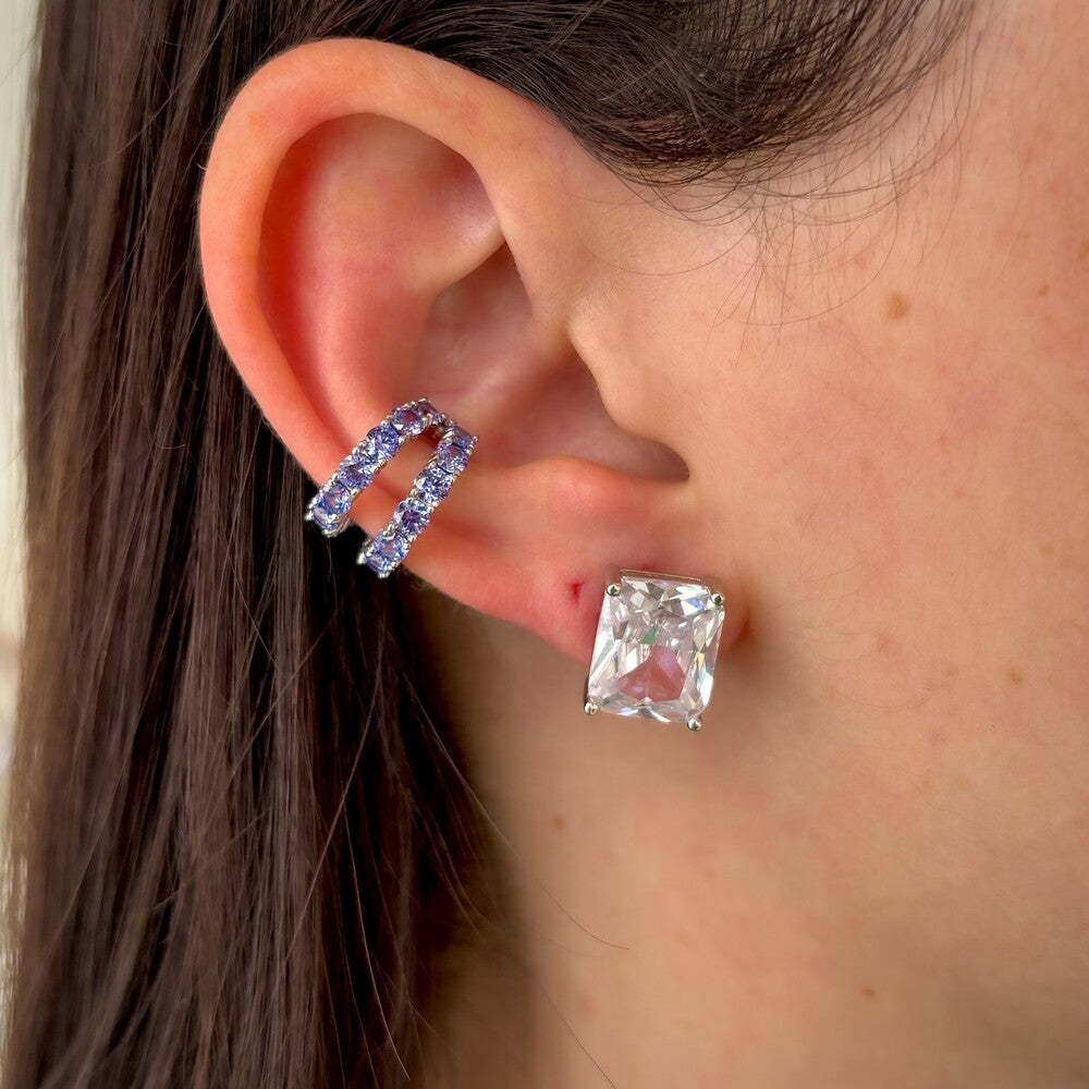 Piercing fake Wendy cravejado com zircônias tanzanita ródio branco - foto 2