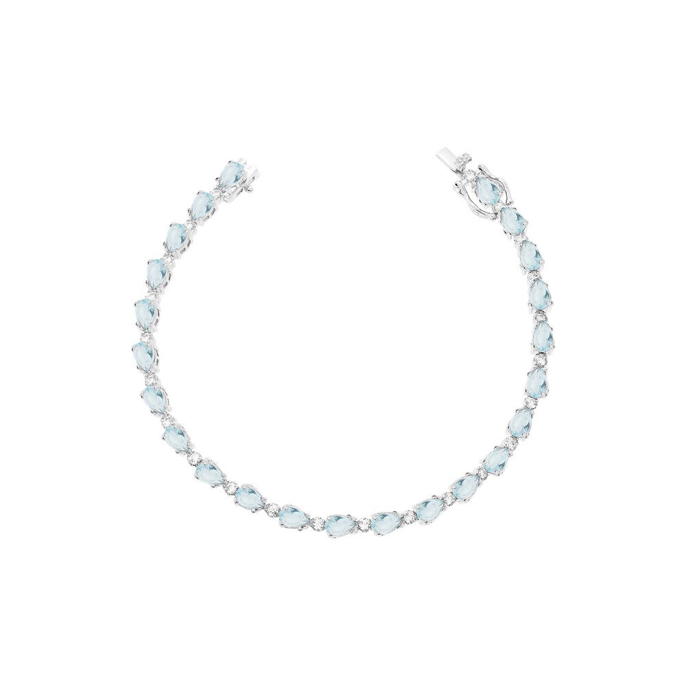Pulseira riviera Eva zircônias água marinha ródio branco