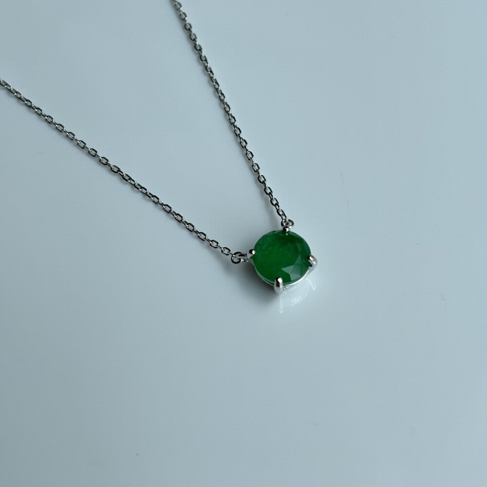 Colar redondo esmeralda fusion prata 925 (8mm)
