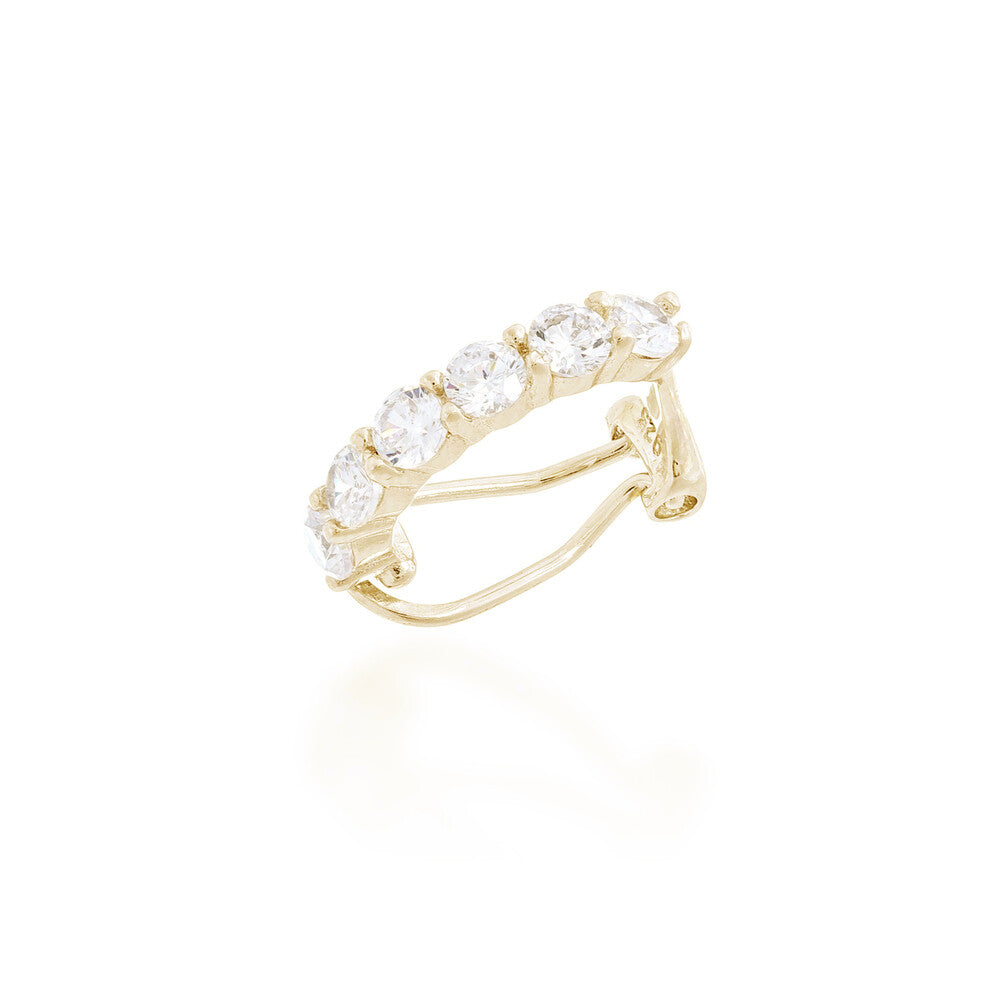 Piercing fake Maya zircônias brancas prata 925 banho ouro