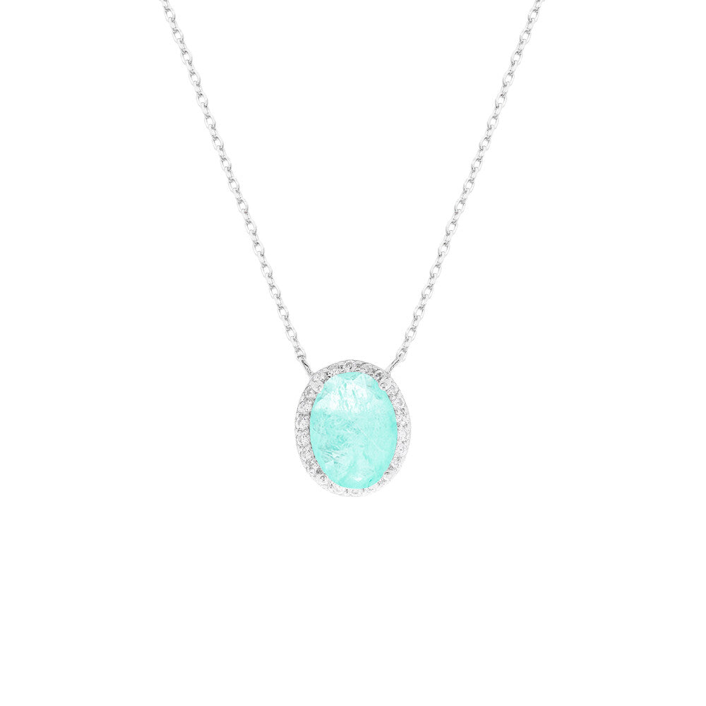 Colar Ellie oval esmeralda colombiana fusion prata 925