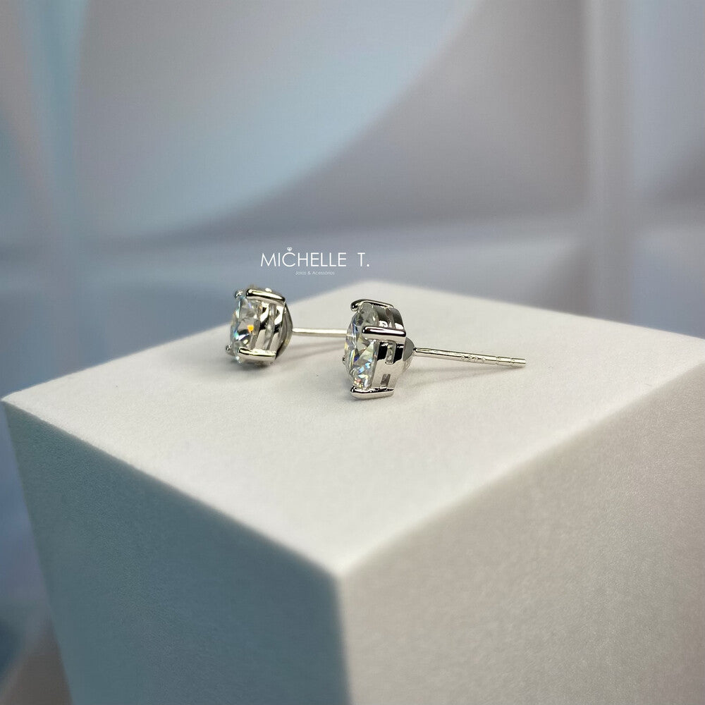 Brinco ponto de luz moissanite 2.0ct prata 925 (8mm) - foto 4