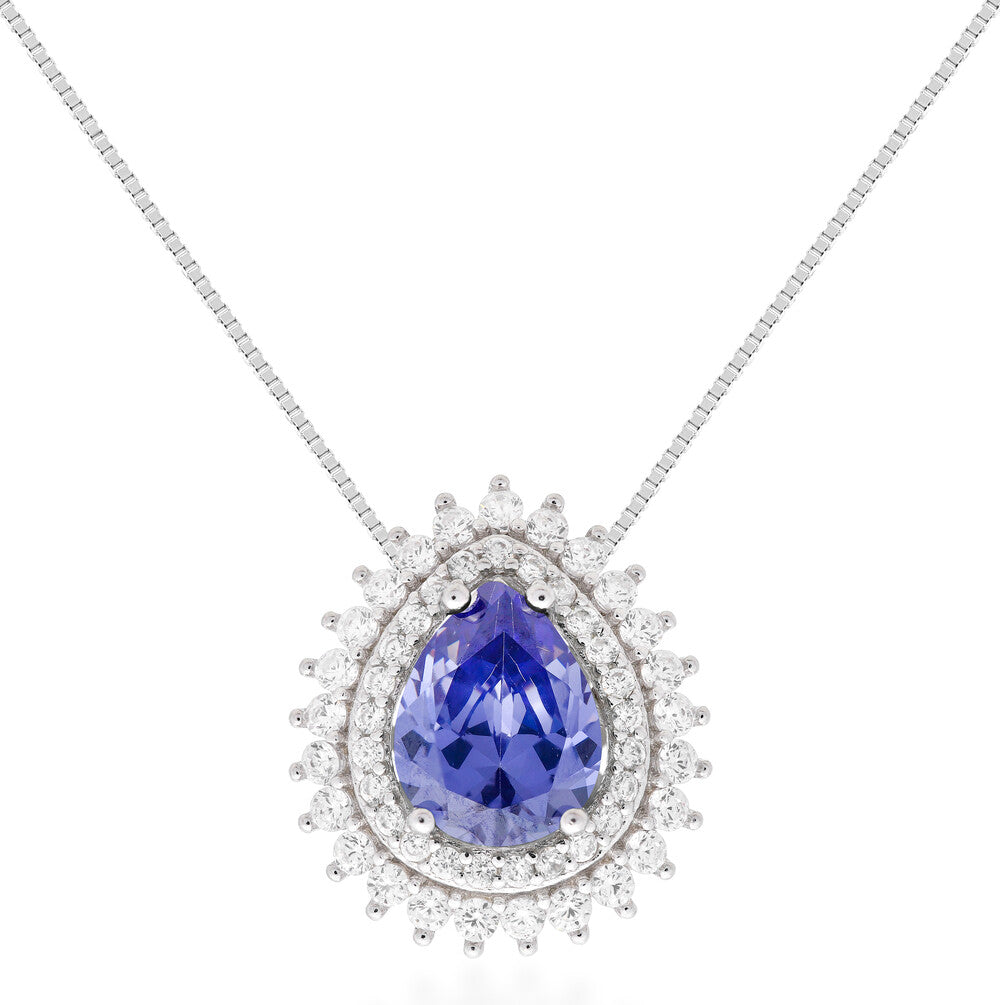 Colar gota Holly zircônia tanzanita prata 925