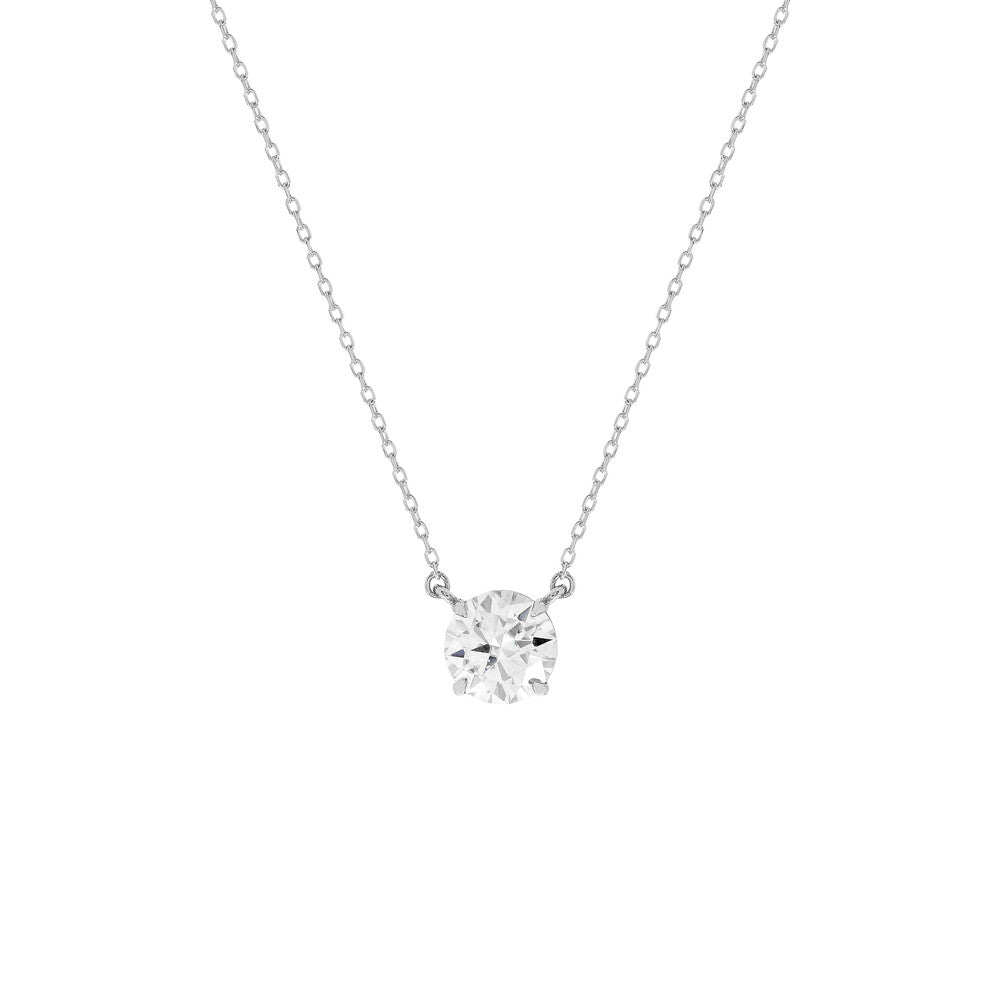 Colar ponto de luz Moissanite 1.0ct prata 925 (6.5mm)