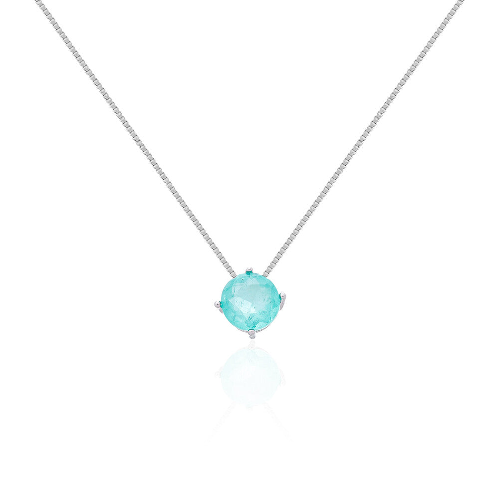 Colar ponto de luz esmeralda colombiana fusion prata 925 (6mm)