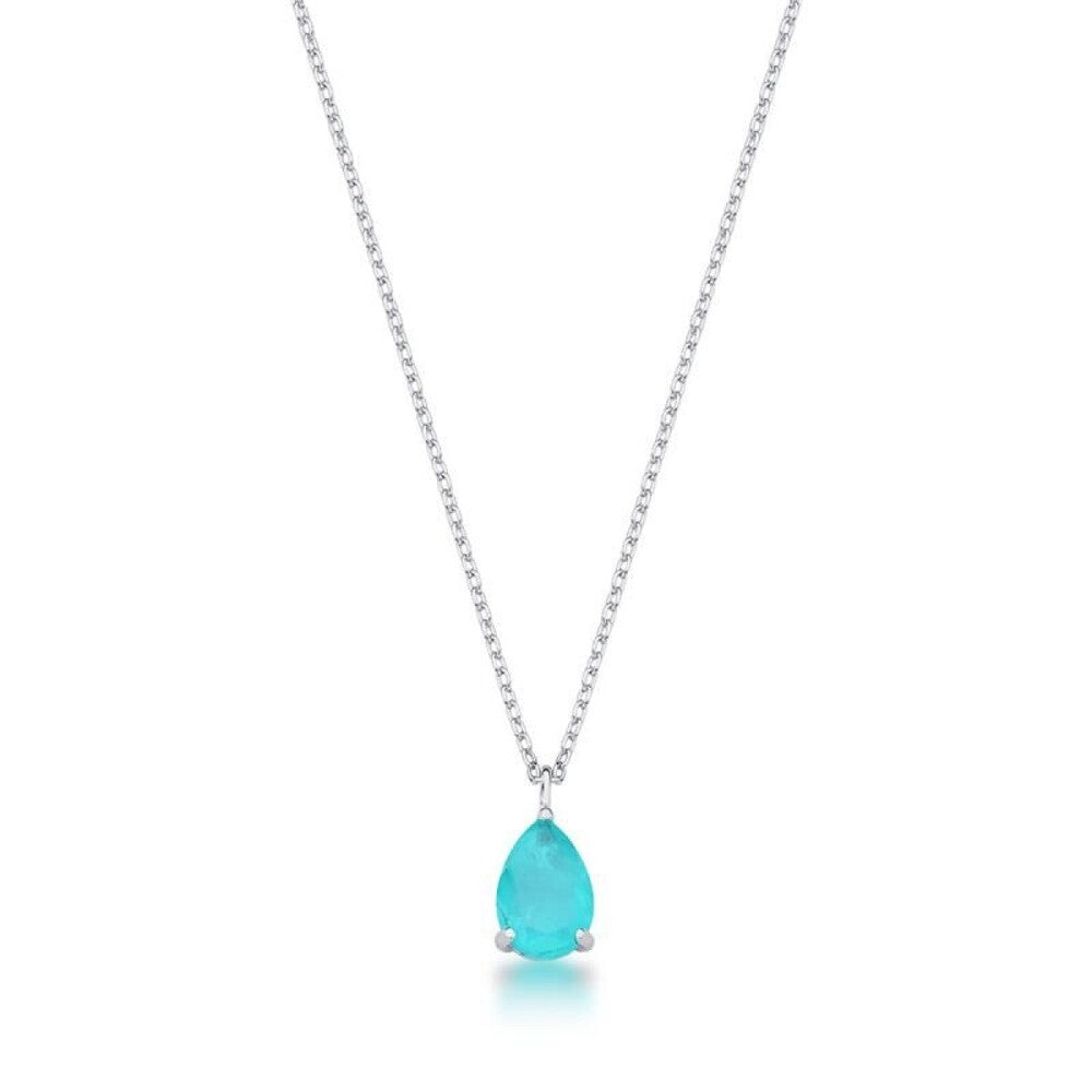 Colar gota Petit esmeralda colombiana fusion ródio branco