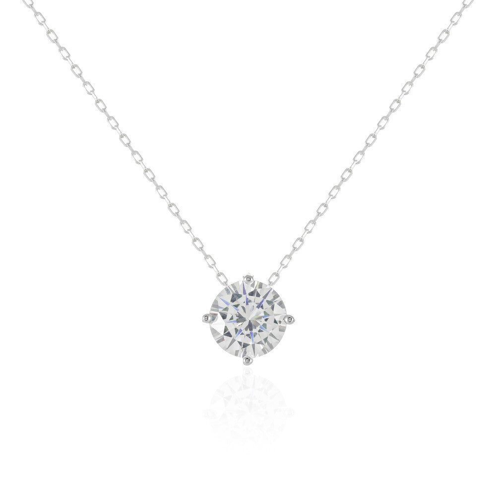 Colar ponto de luz zircônia branca prata 925 (8mm)