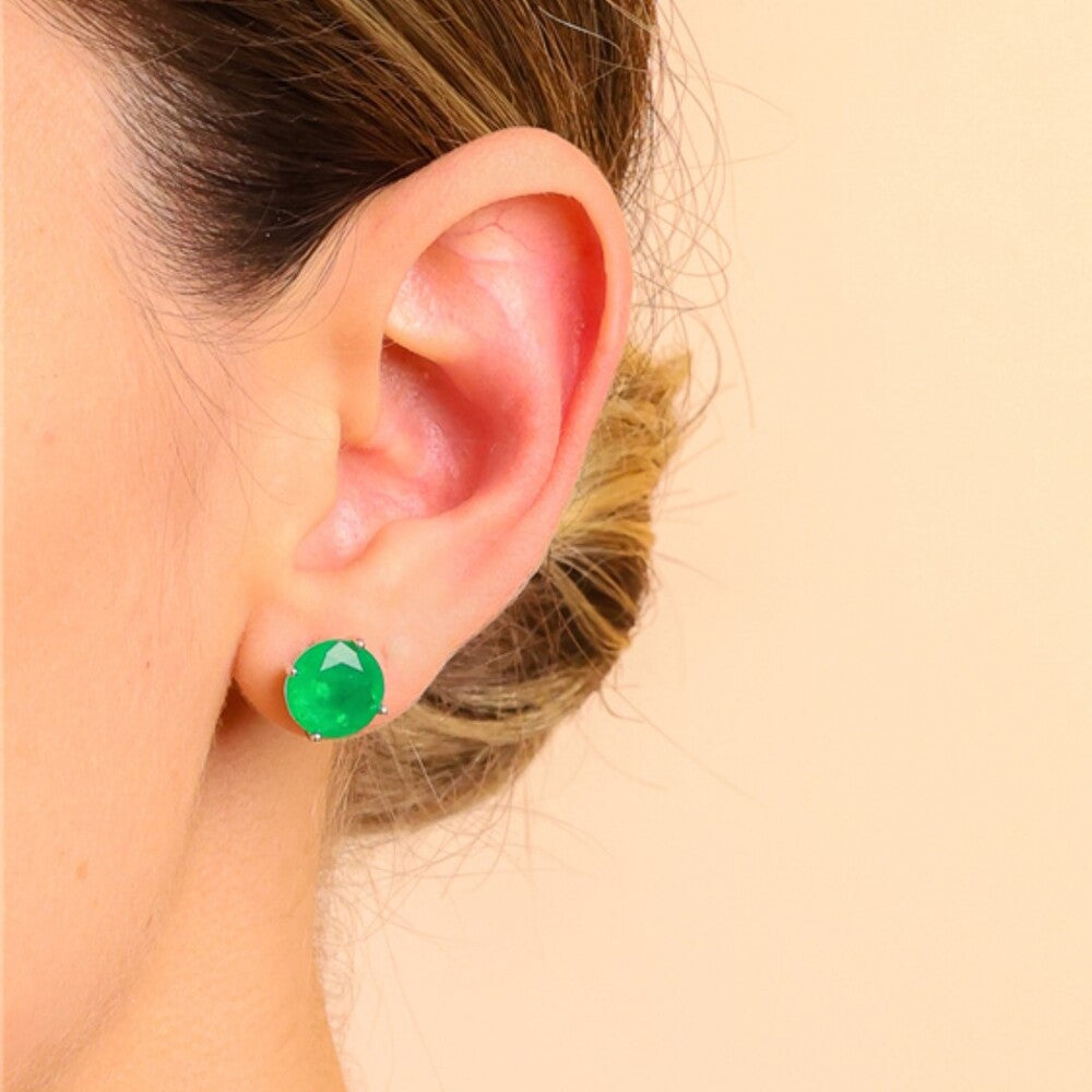 Conjunto ponto de luz esmeralda fusion prata 925 (10mm)